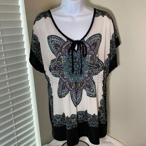 CLAUDIA Richard Short Sleeve Blouse Size Large